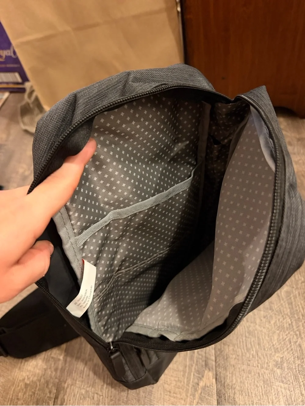 LEED’S TRIAGE Black Charcoal One-Shoulder Sling Crossbody Bag